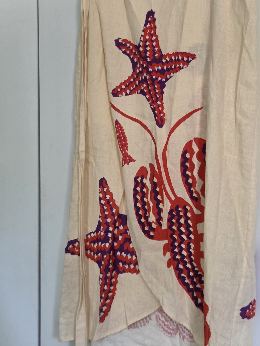 FARM Rio Cream Maxi Wrap Skirt with Red & Purple Sea Motif - Picture 4 of 6